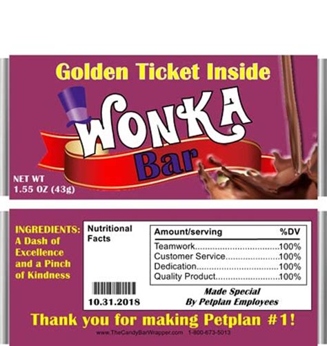 Printable Willy Wonka Chocolate Bar Wrapper